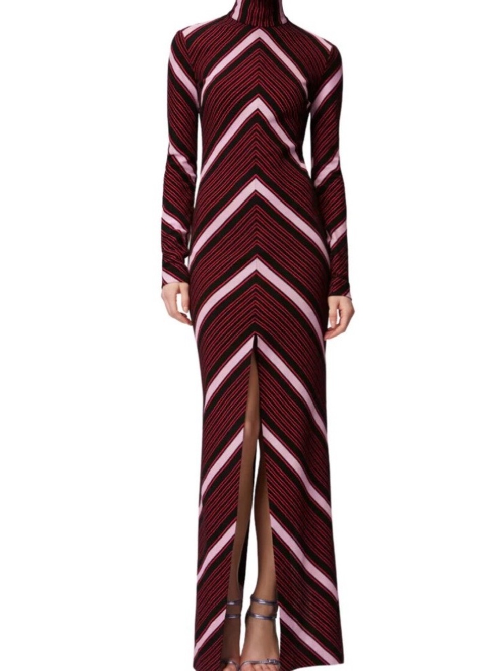 Missoni Pink and Black Chevron Turtleneck Long-Sleeve Dress - Picture 4 of 9